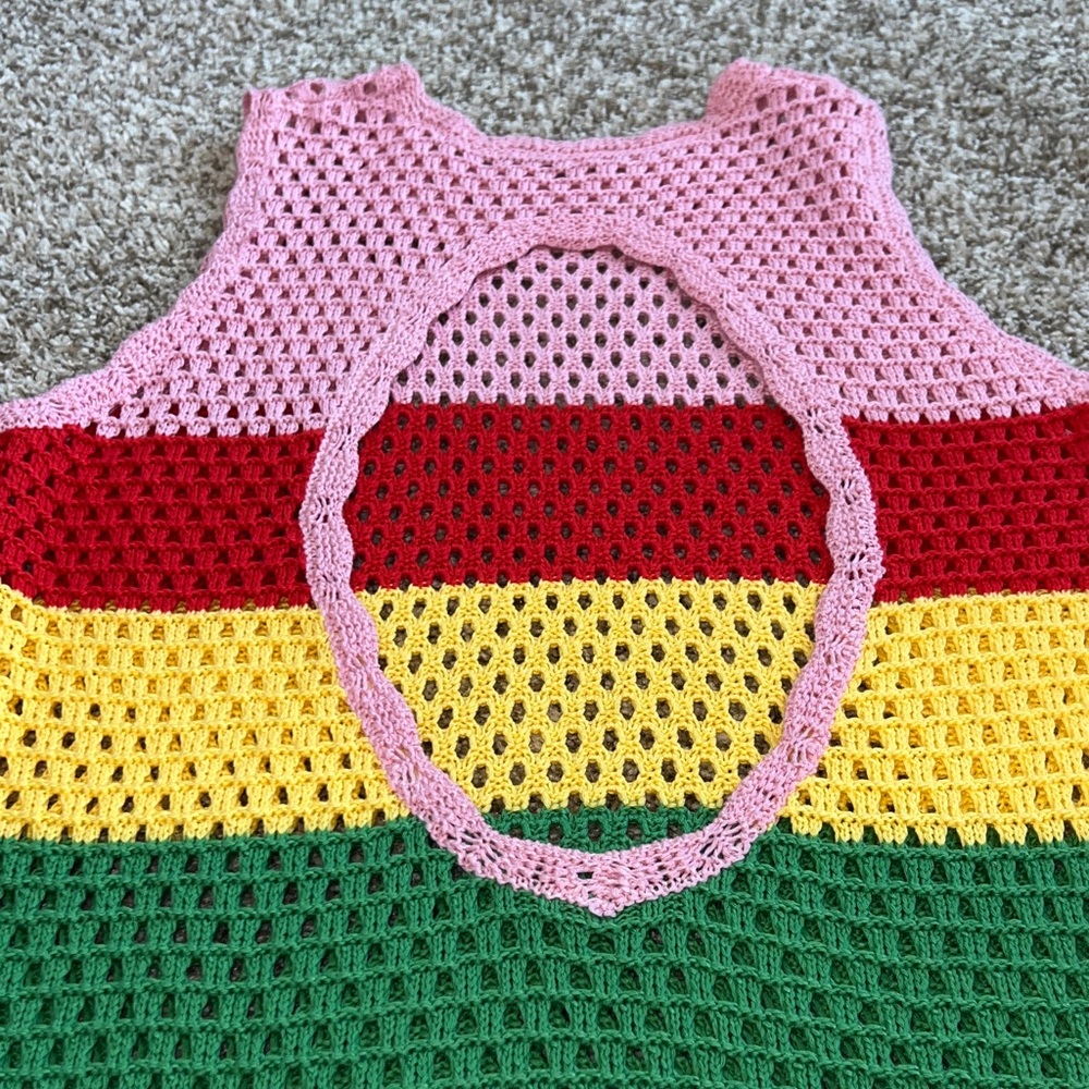 Multicolor Striped Crochet Swim Cover-Up - Picture 4 of 7